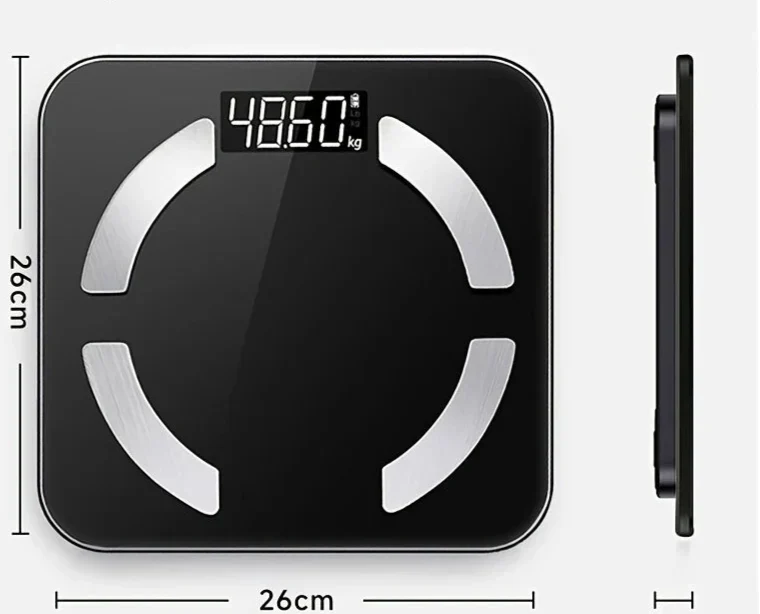 Hochpräziserter digitaler Körperfettwaage mit HD-Anzeige – Misst Gewicht, BMI, Körperfett, Muskelmasse und Wasseranteil - Image 3