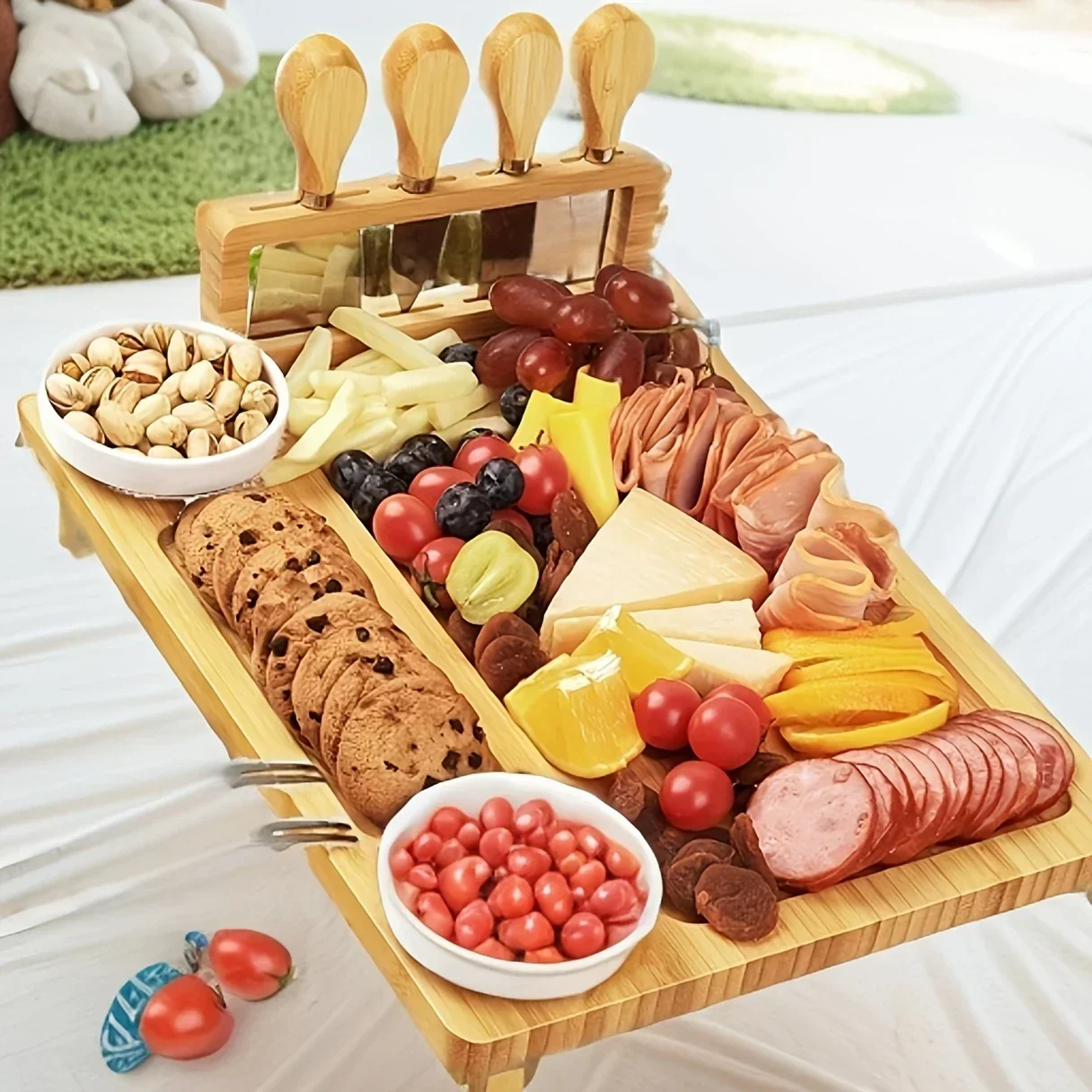 Holz-Käsebrett mit Messer und Gabel – Elegantes Servierbrett für Küche oder Esszimmer - Image 4