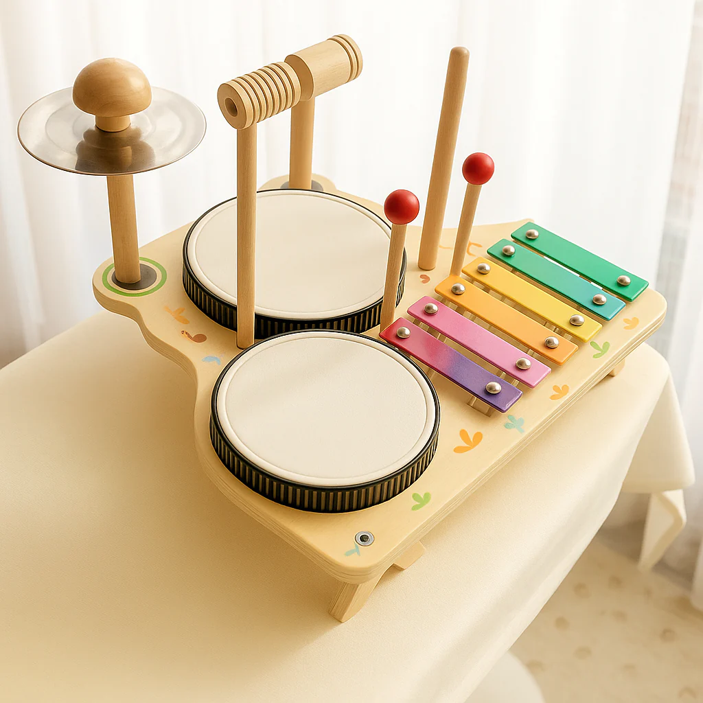Holztrommel-Set für Kinder – Tamburine & Schlaginstrumente für kreatives Spielen - Image 2