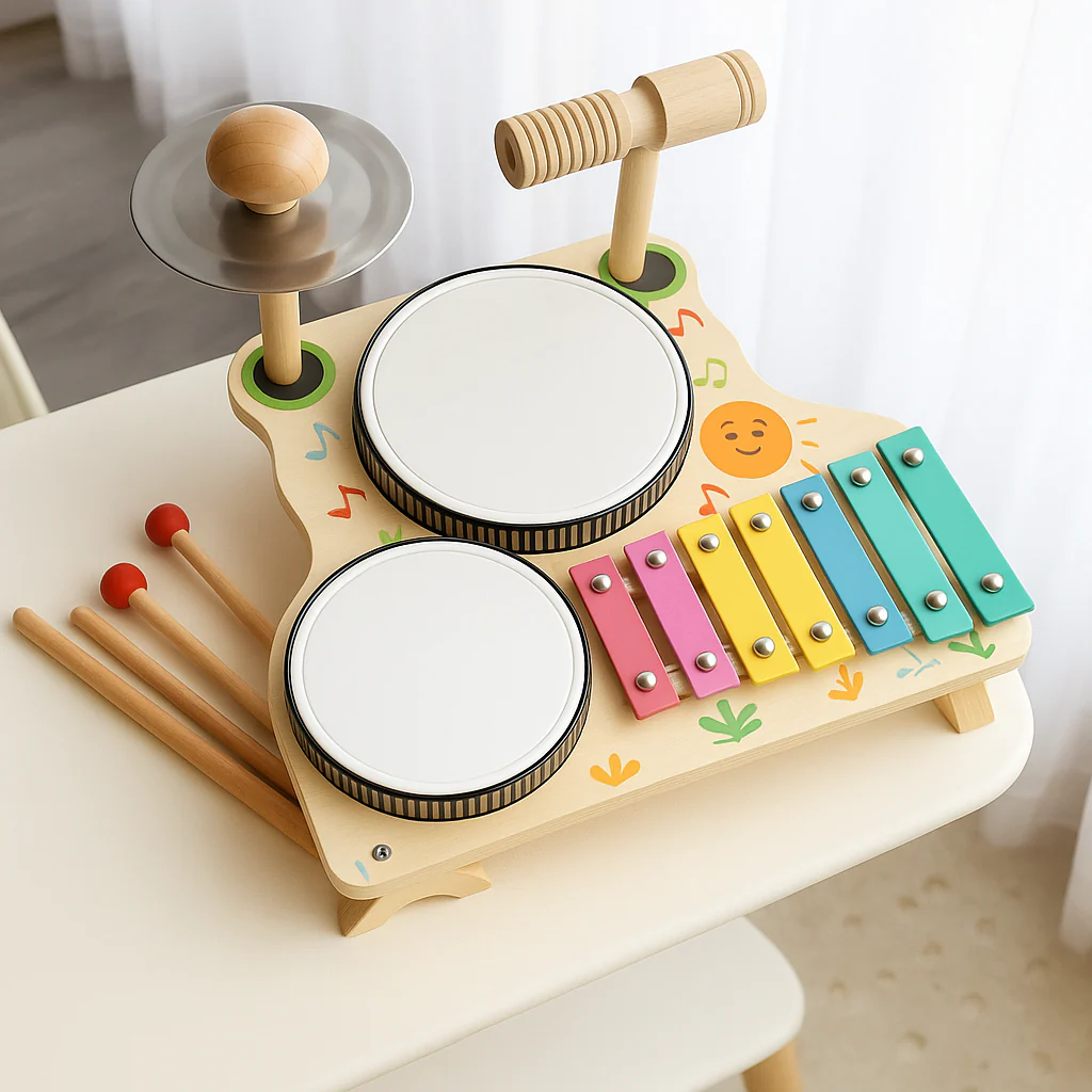 Holztrommel-Set für Kinder – Tamburine & Schlaginstrumente für kreatives Spielen - Image 3