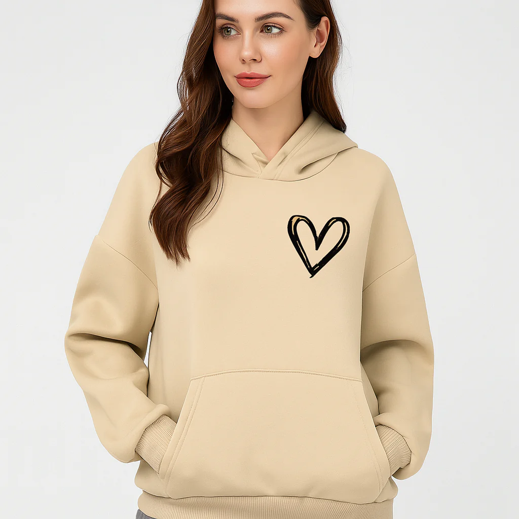 Hoodie mit Herz-Print – Weiche Baumwollmischung – Stylisch & Bequem - Image 3