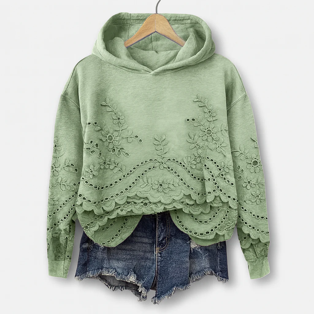 Hoodie mit Spitzenbesatz – Gemütlichkeit trifft auf femininen Charme - Image 5