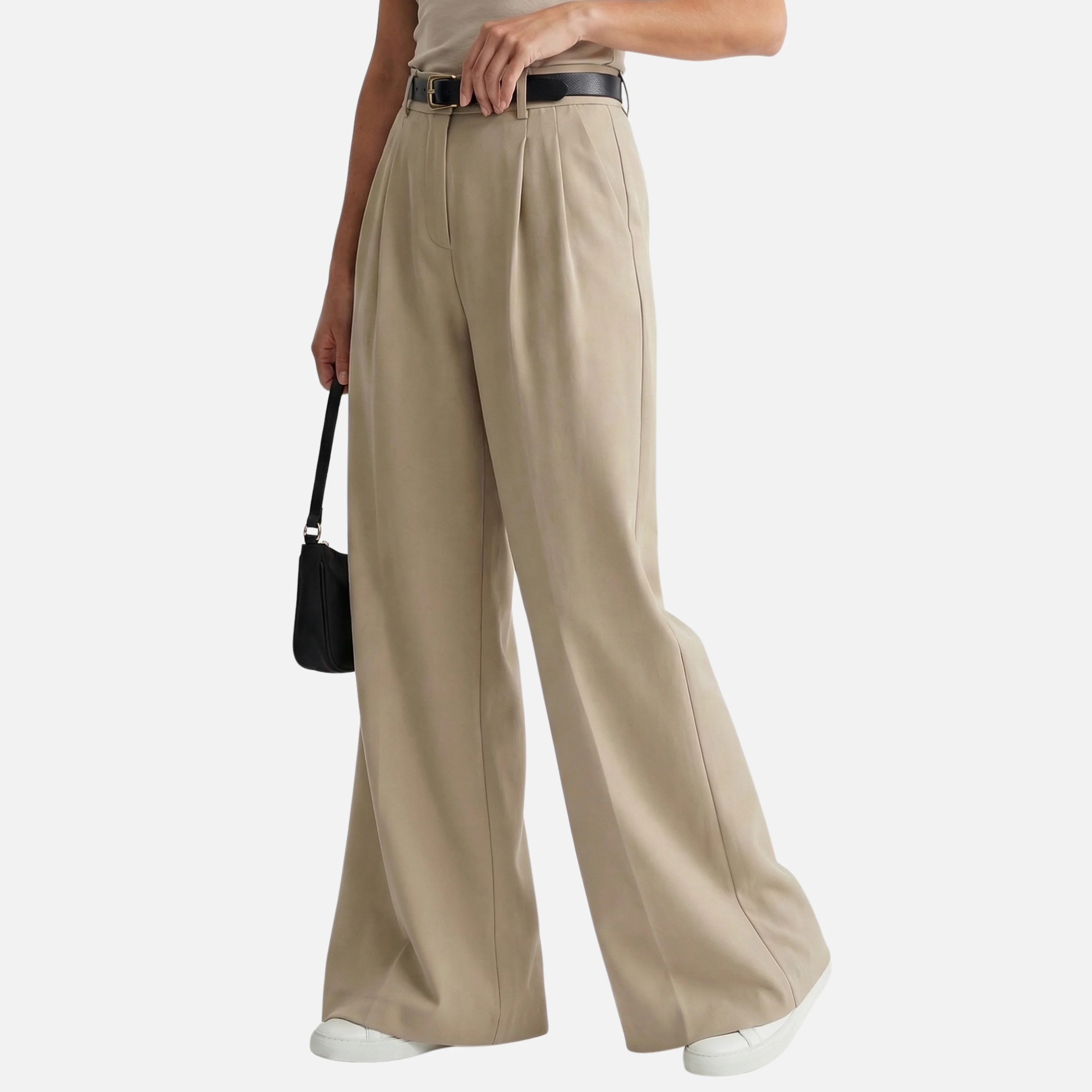 Beate | Damen Hose Relaxed Fit Weites Bein Bundfalten – Wide Leg Bundfalten Hose - Image 2