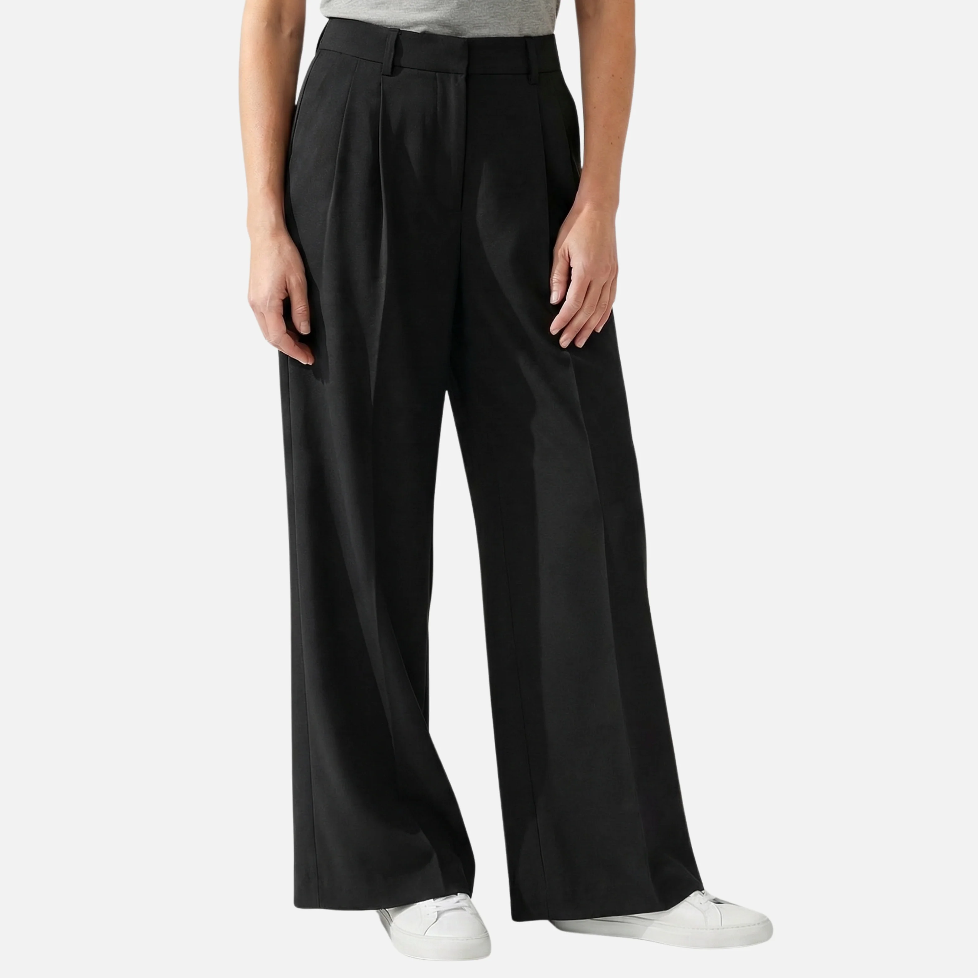 Beate | Damen Hose Relaxed Fit Weites Bein Bundfalten – Wide Leg Bundfalten Hose - Image 3