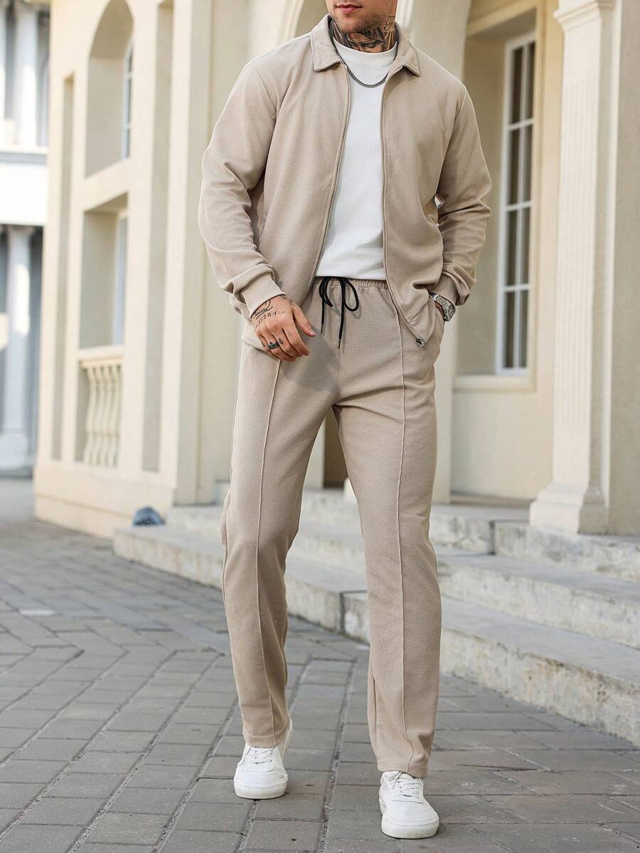 Hubert – Herren Zweiteiler Set Lässig Einfarbig Loose Fit - Image 3