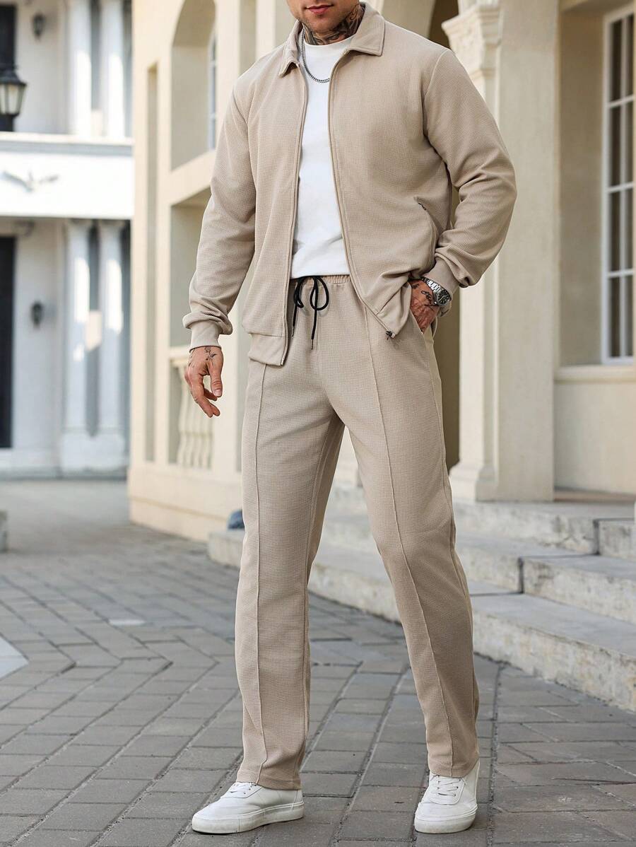 Hubert – Herren Zweiteiler Set Lässig Einfarbig Loose Fit - Image 6