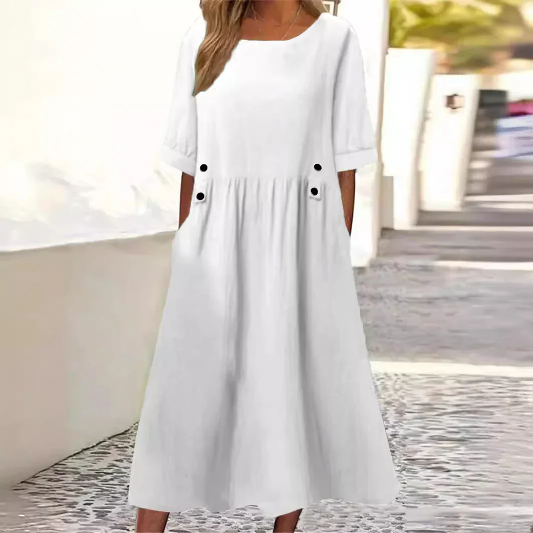 Hyacinth – Lässiges, locker geschnittenes Midikleid mit Taschen - Image 2
