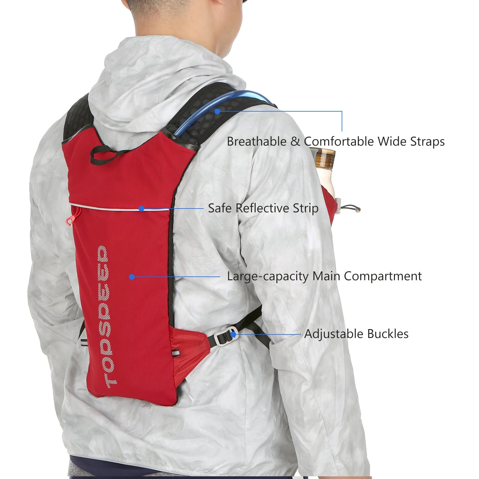 HydroPack Leichter Trinkrucksack – 2-Liter-Wasserreservoir für Laufen, Radfahren und Wandern - Image 4