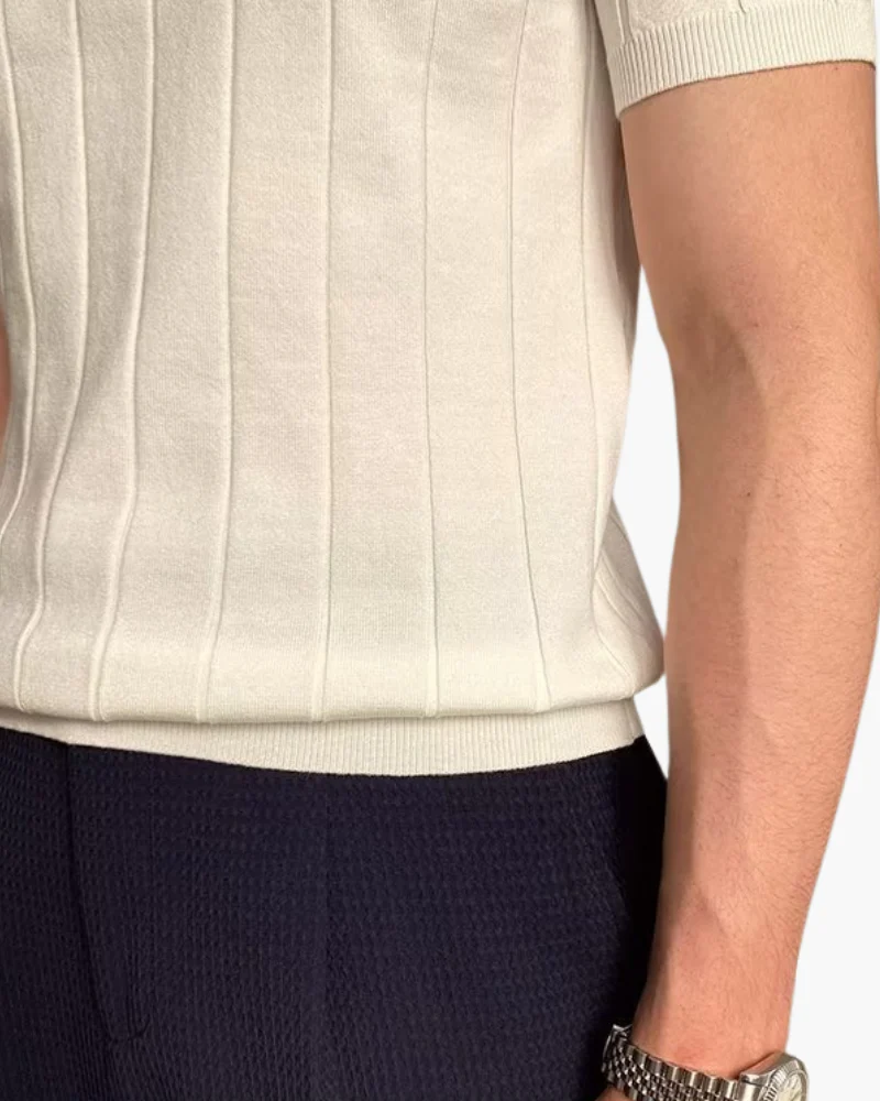 Ian | Business casual Herren Slim Fit Strick-Poloshirt mit Gerippt Muster - Image 2