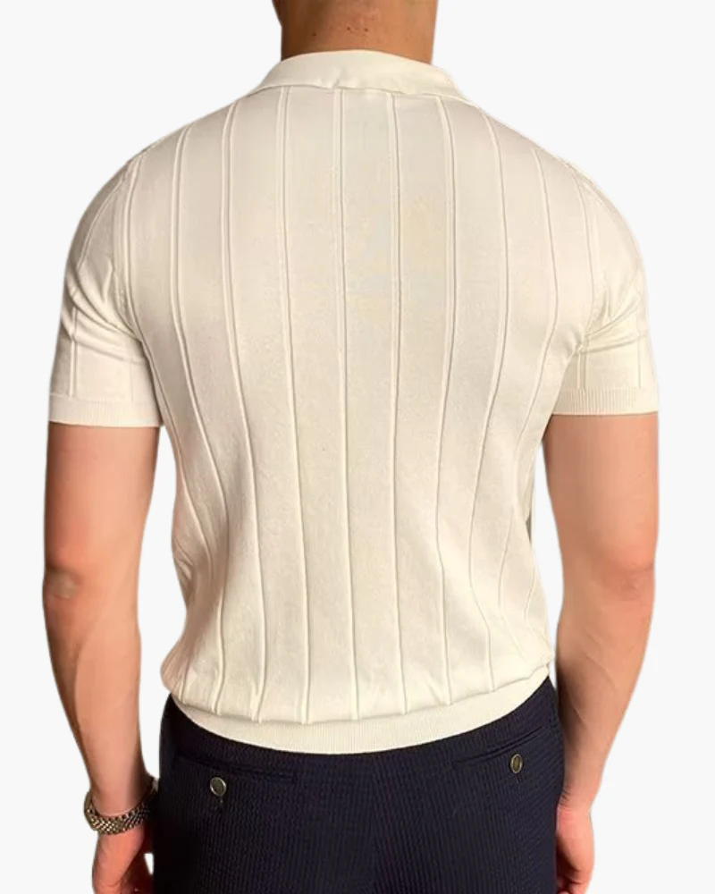 Ian | Business casual Herren Slim Fit Strick-Poloshirt mit Gerippt Muster - Image 3