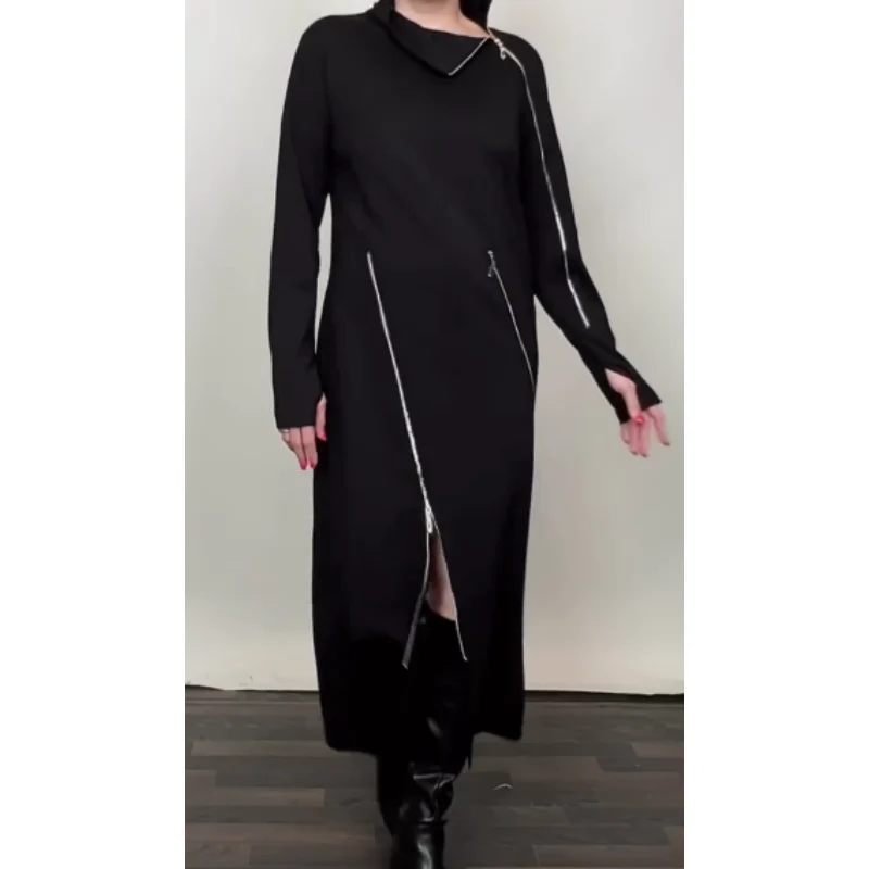 IDA | Modisches einfarbiges Maxikleid für Damen mit drei Reißverschlüssen - Image 4