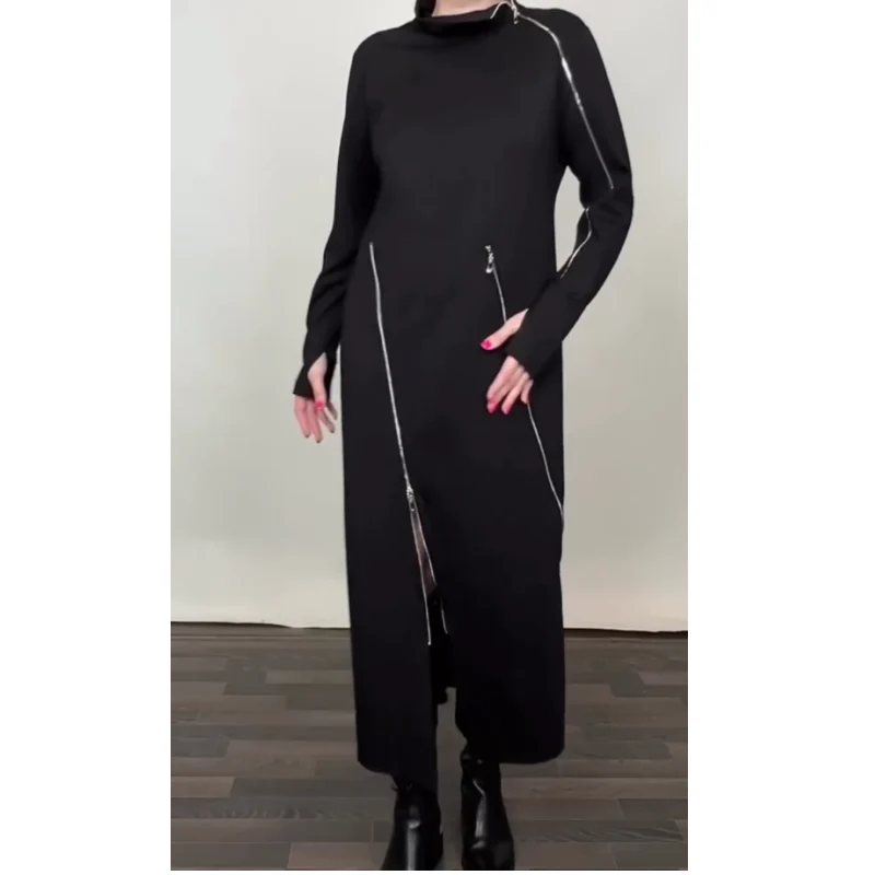 IDA | Modisches einfarbiges Maxikleid für Damen mit drei Reißverschlüssen - Image 6