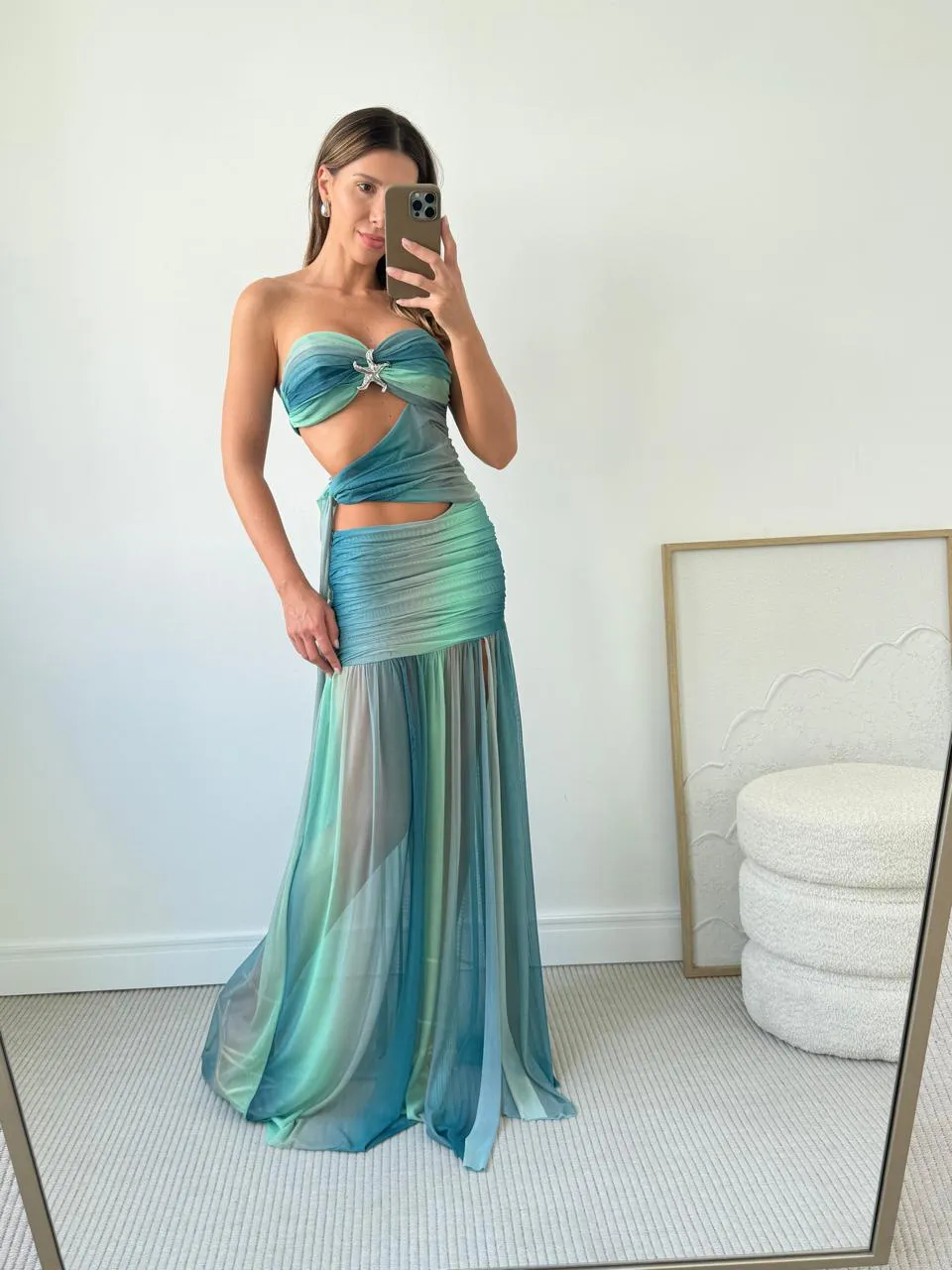 Ilana | Langes Kleid Drapiert Geschlitzt - Image 5