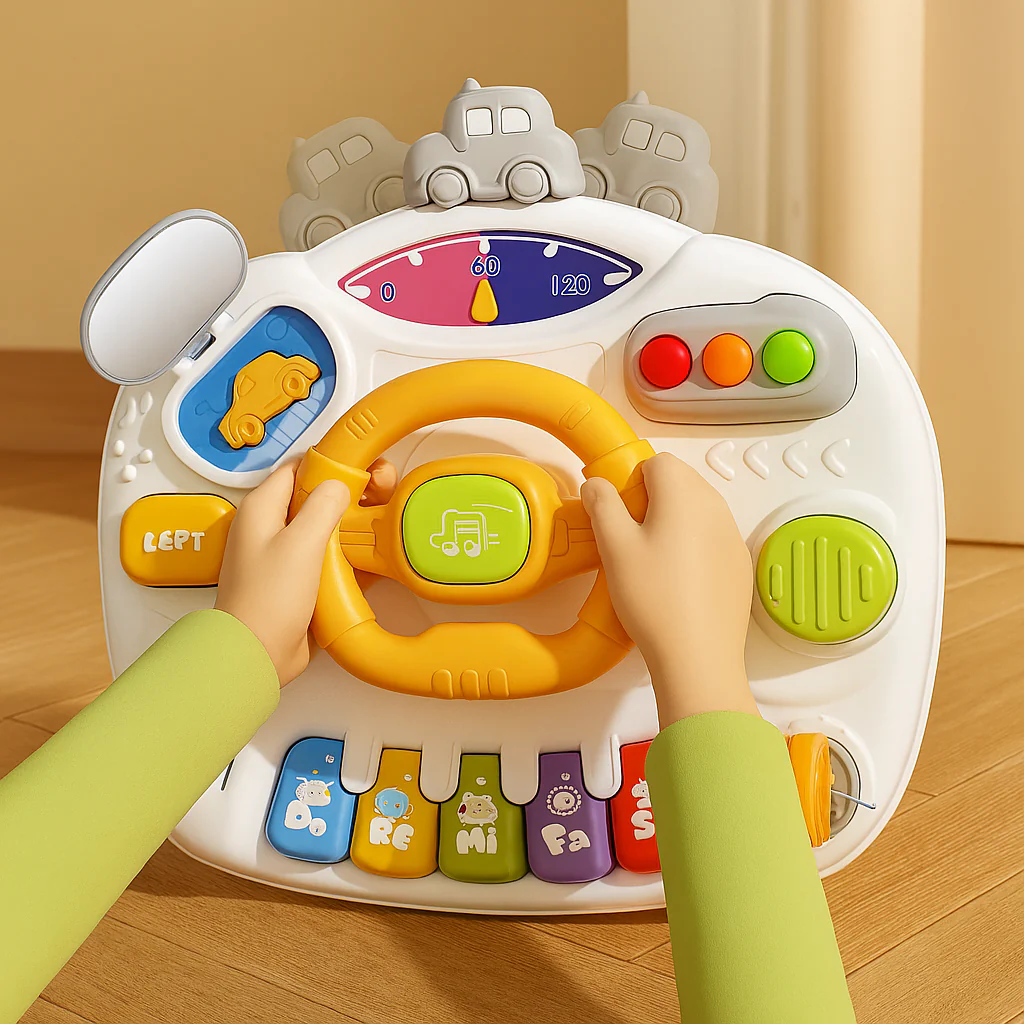 Interaktives Musikspielzeug mit Lenkfunktion – Frühfördertisch mit Licht und Geräuschen - Image 2