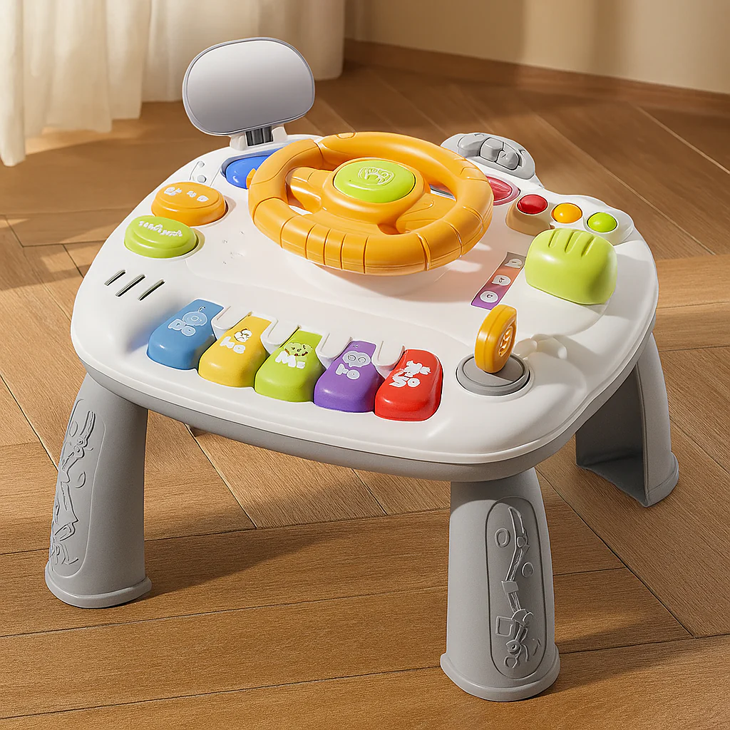 Interaktives Musikspielzeug mit Lenkfunktion – Frühfördertisch mit Licht und Geräuschen - Image 3