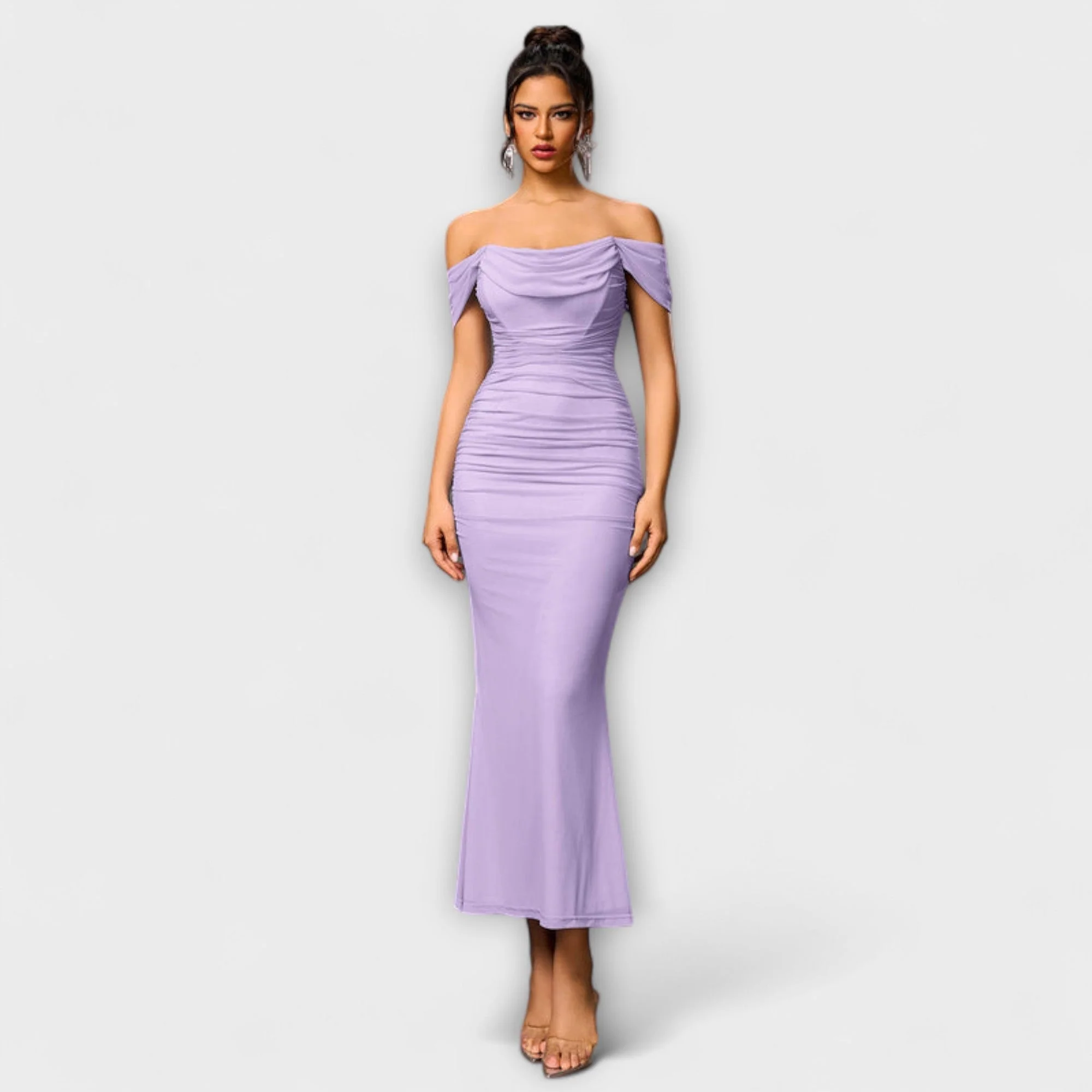 Ione - Off-Shoulder Ruffled Bodycon Dress - Image 10
