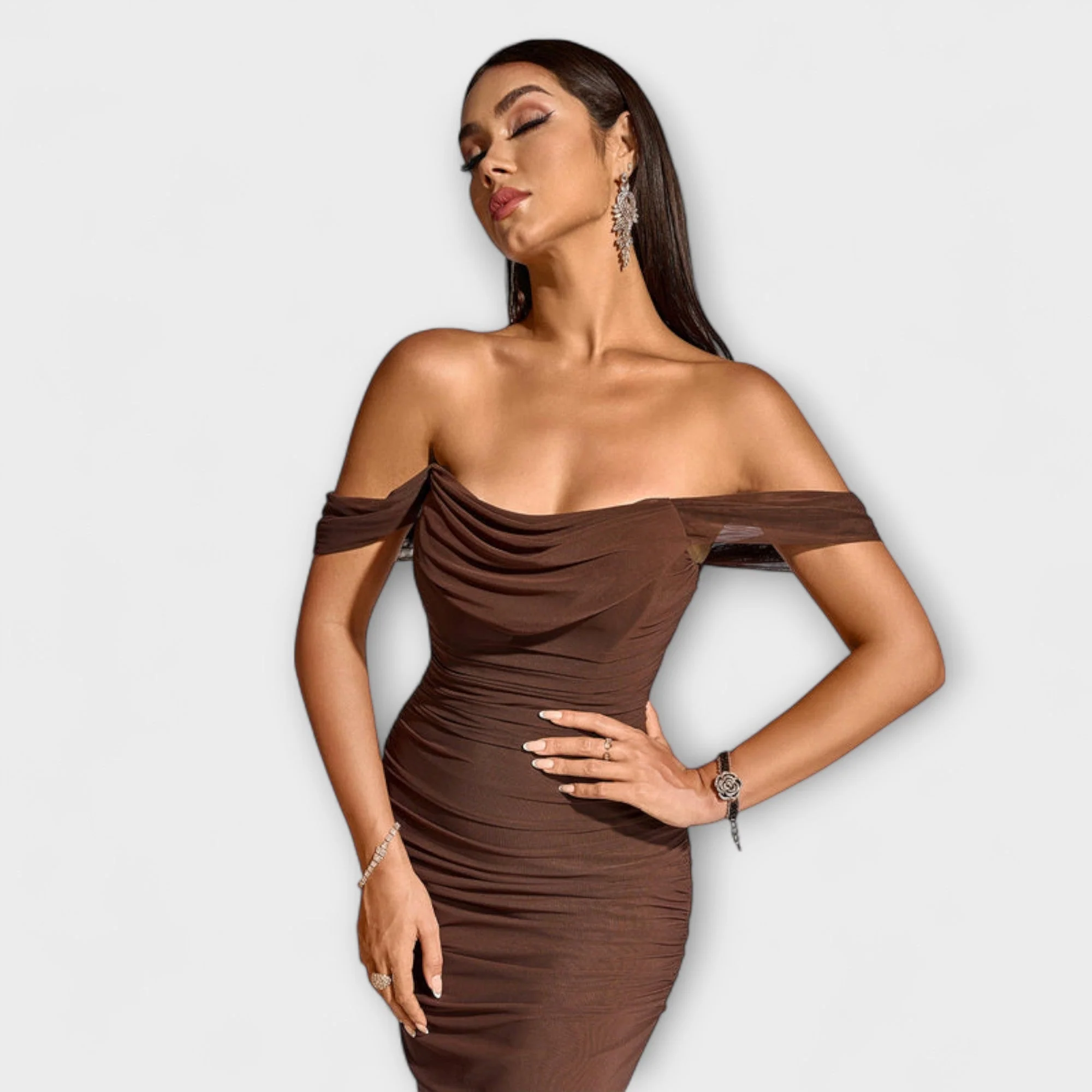 Ione - Off-Shoulder Ruffled Bodycon Dress - Image 11
