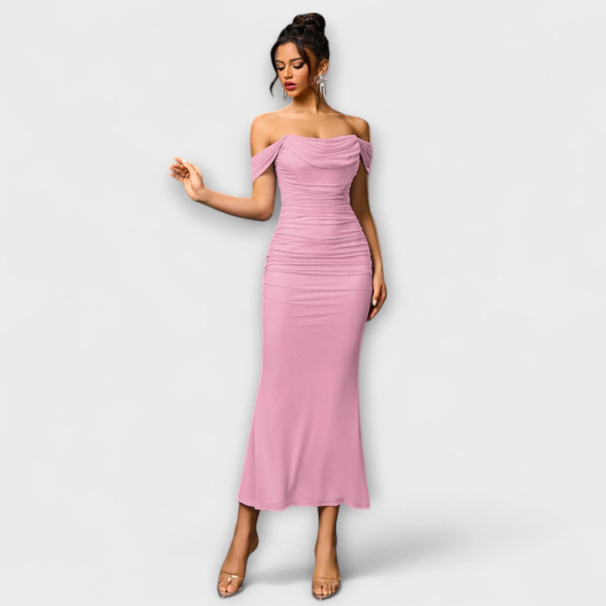 Ione - Off-Shoulder Ruffled Bodycon Dress - Image 13