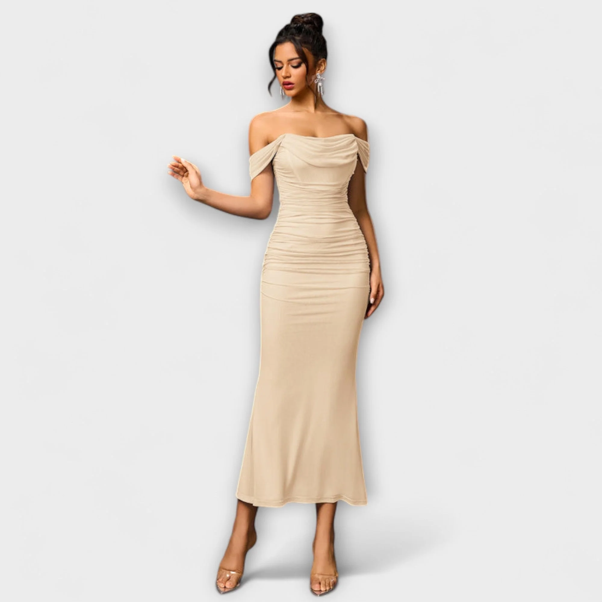 Ione - Off-Shoulder Ruffled Bodycon Dress - Image 16