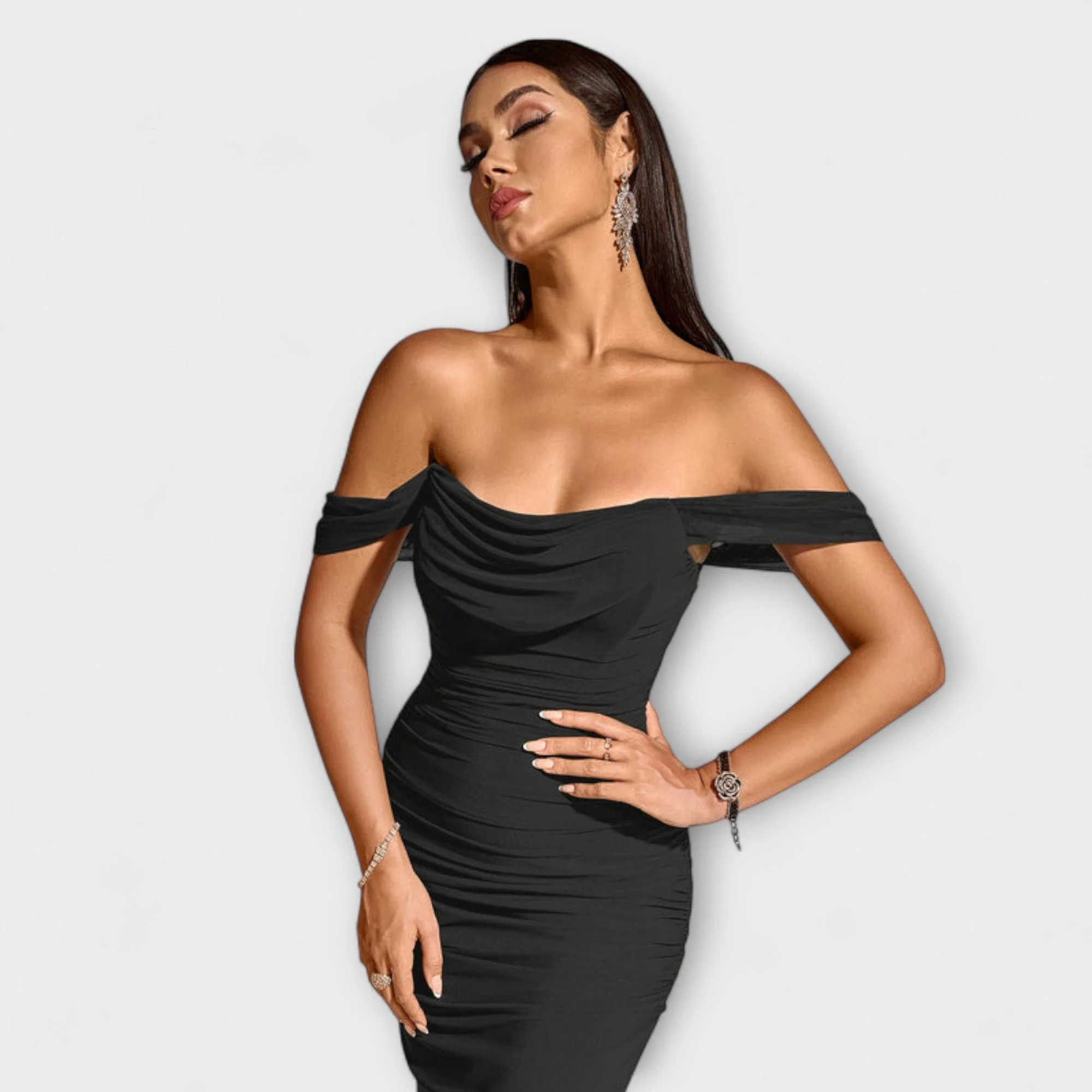 Ione - Off-Shoulder Ruffled Bodycon Dress - Image 20