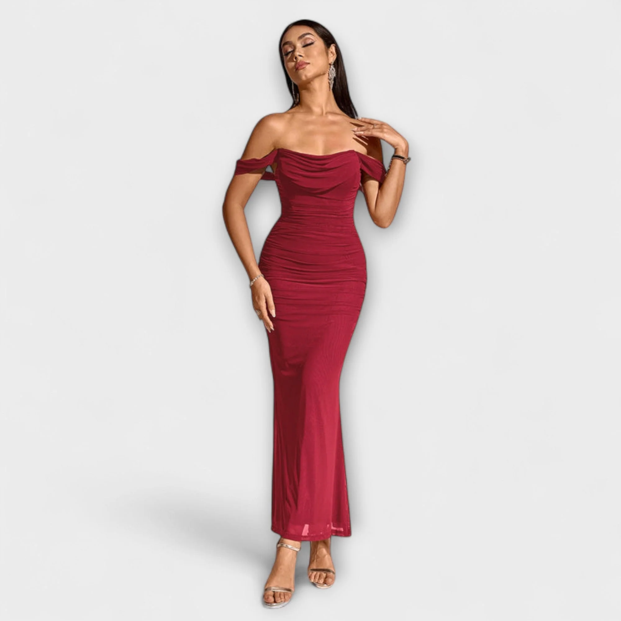 Ione - Off-Shoulder Ruffled Bodycon Dress - Image 21