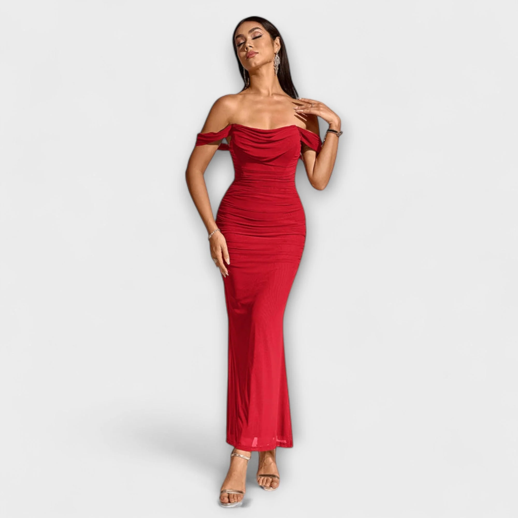 Ione - Off-Shoulder Ruffled Bodycon Dress - Image 25