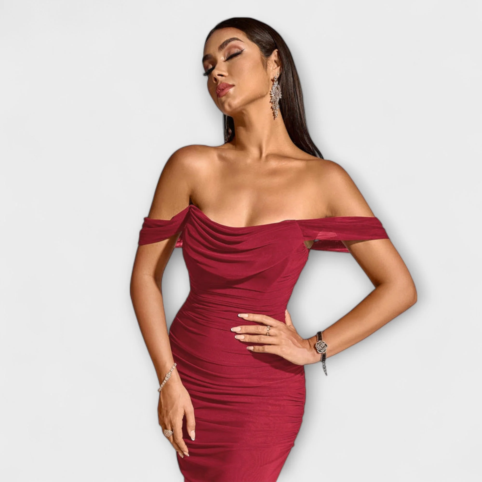 Ione - Off-Shoulder Ruffled Bodycon Dress - Image 26