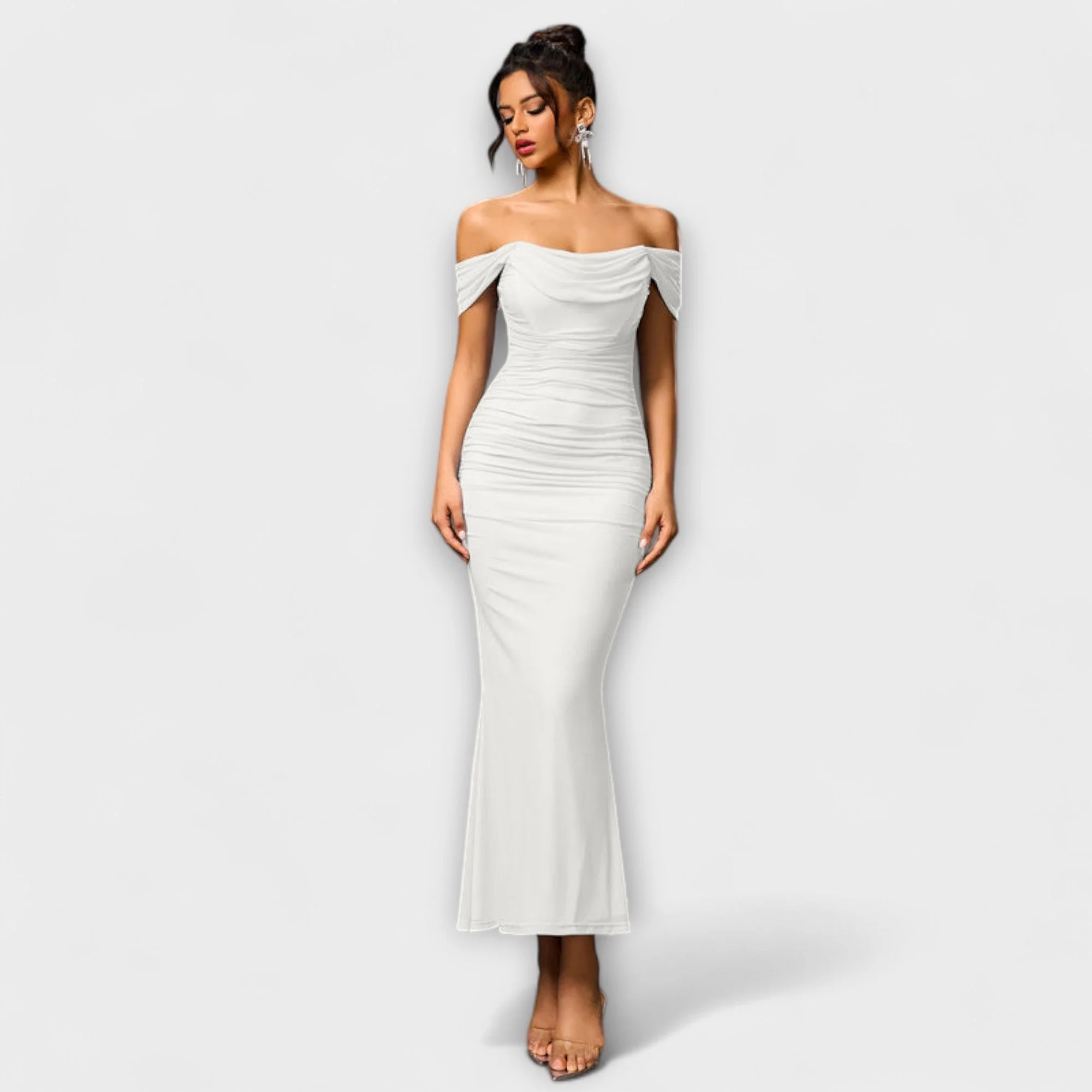 Ione - Off-Shoulder Ruffled Bodycon Dress - Image 29