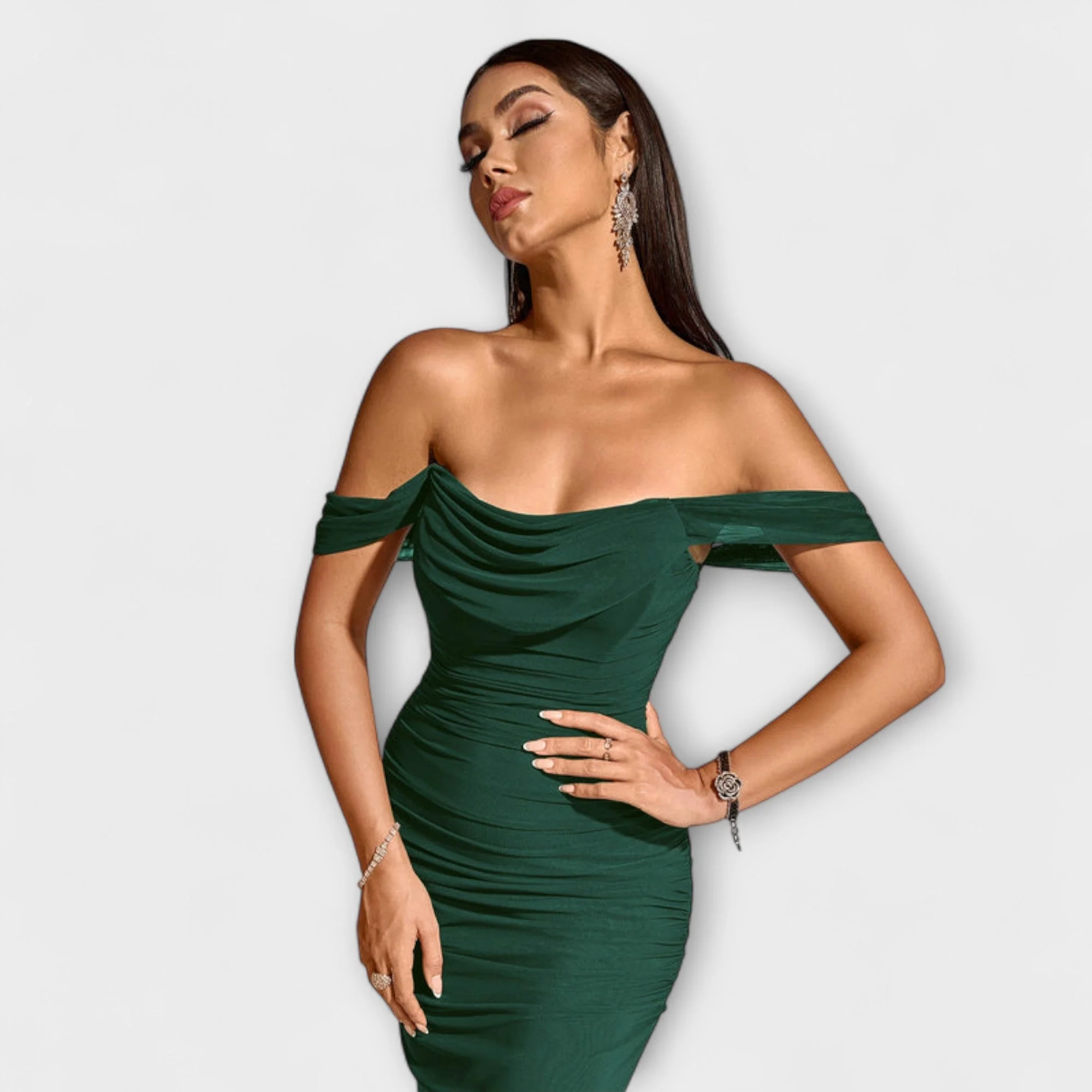 Ione - Off-Shoulder Ruffled Bodycon Dress - Image 31