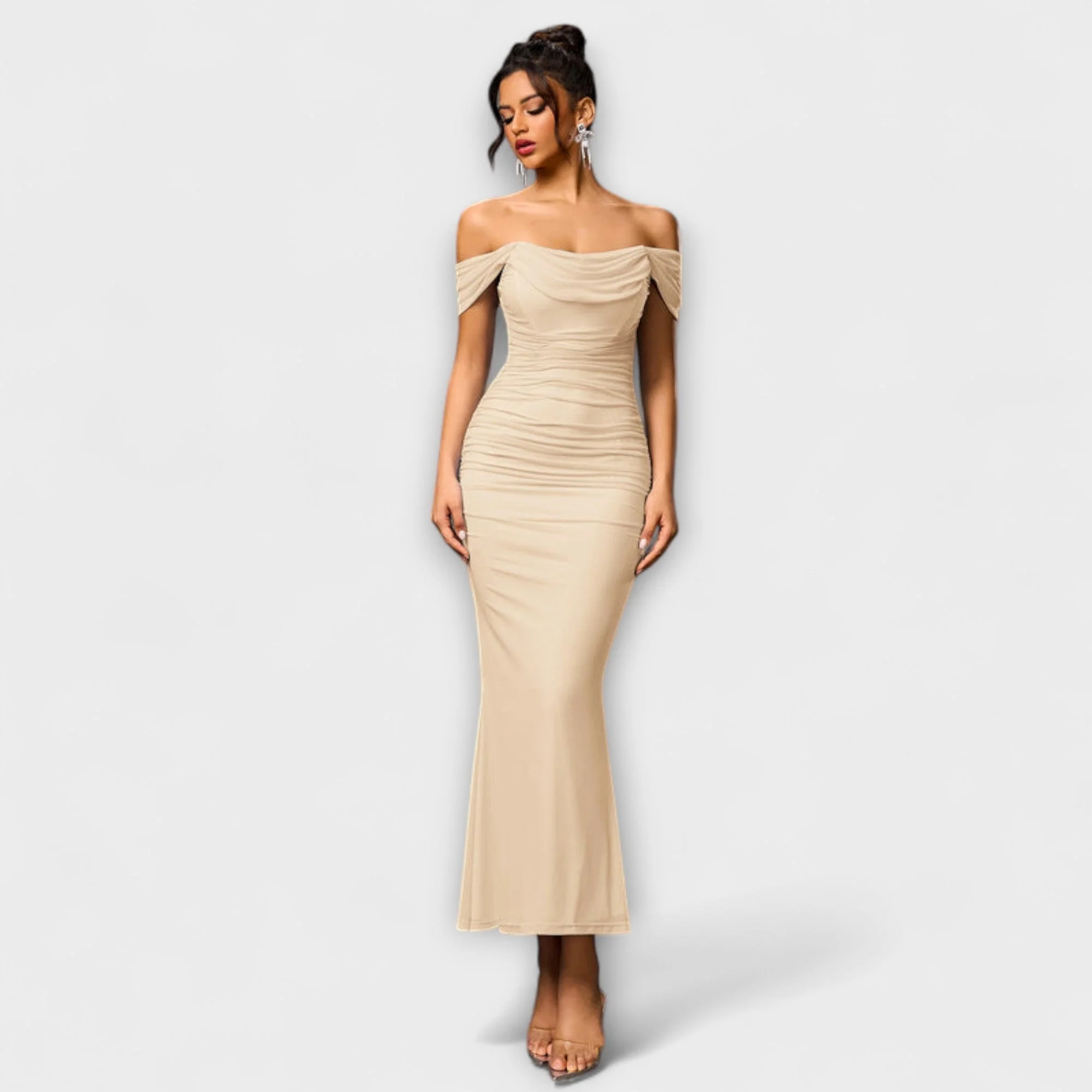 Ione - Off-Shoulder Ruffled Bodycon Dress - Image 35
