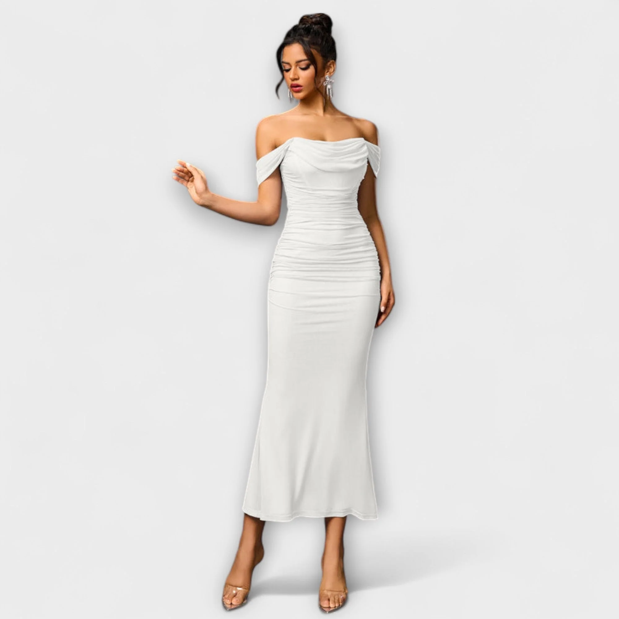 Ione - Off-Shoulder Ruffled Bodycon Dress - Image 7