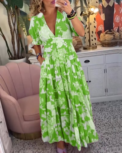 Isabeau - Bequemes langes Kleid mit V-Ausschnitt und Taschen - Image 5