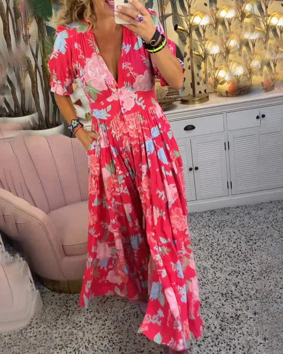 Isabeau - Bequemes langes Kleid mit V-Ausschnitt und Taschen - Image 7