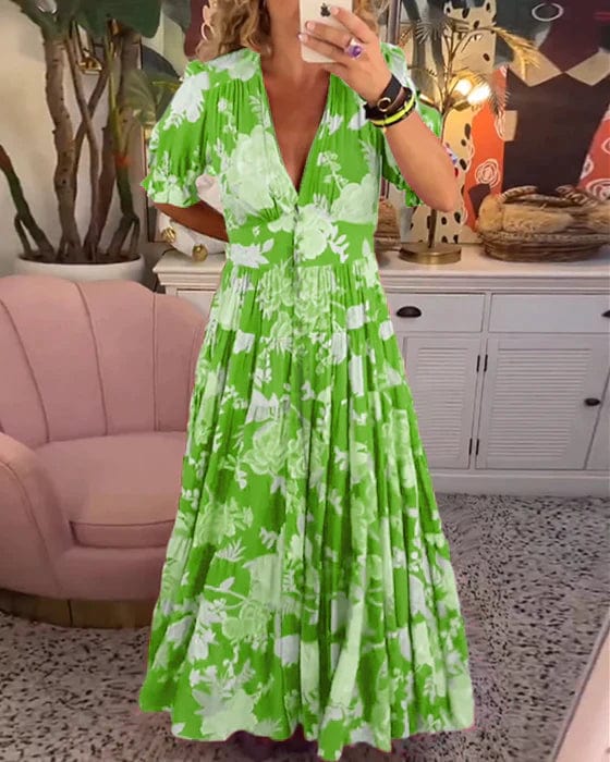 Isabeau - Bequemes langes Kleid mit V-Ausschnitt und Taschen - Image 8