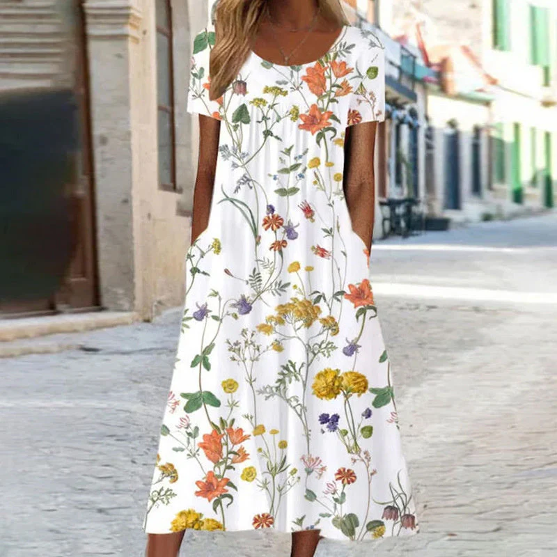 Isabella - Boho Floral Kleid wit Bauchabdeckung - Image 2