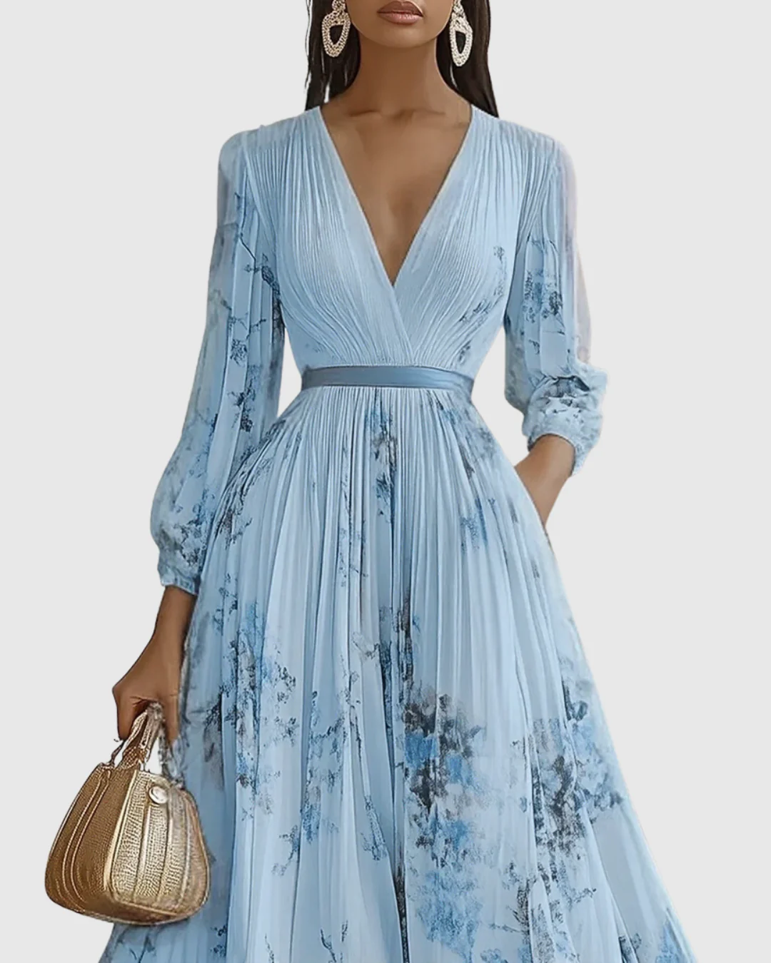 Isabella | Damen Ärmelloses Geplissiertes Blumen Midi Kleid - Image 11