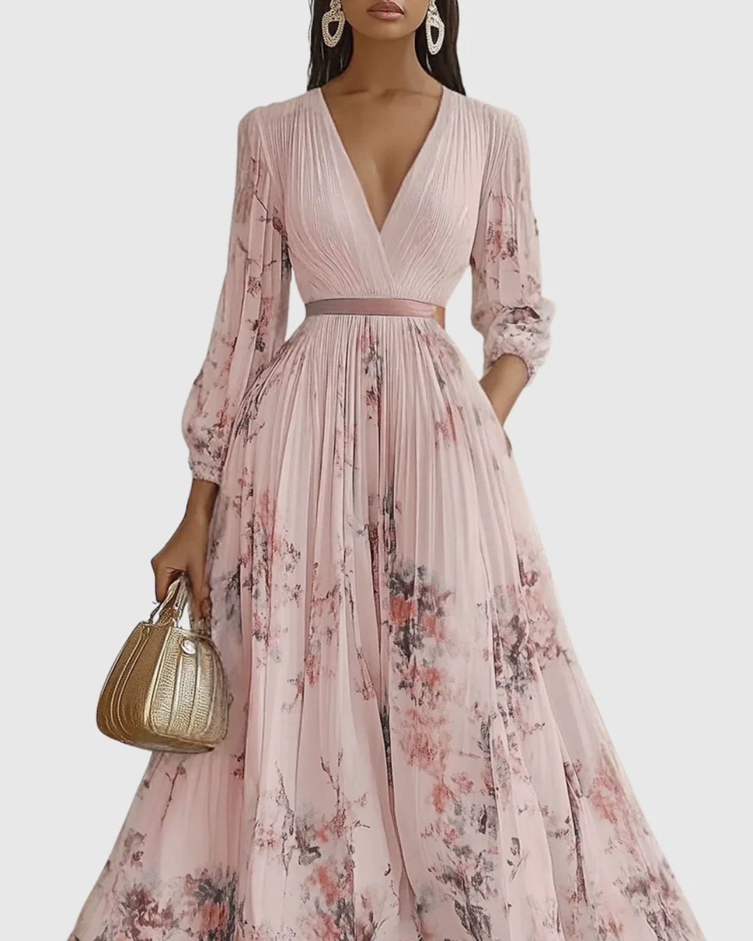 Isabella | Damen Ärmelloses Geplissiertes Blumen Midi Kleid - Image 8