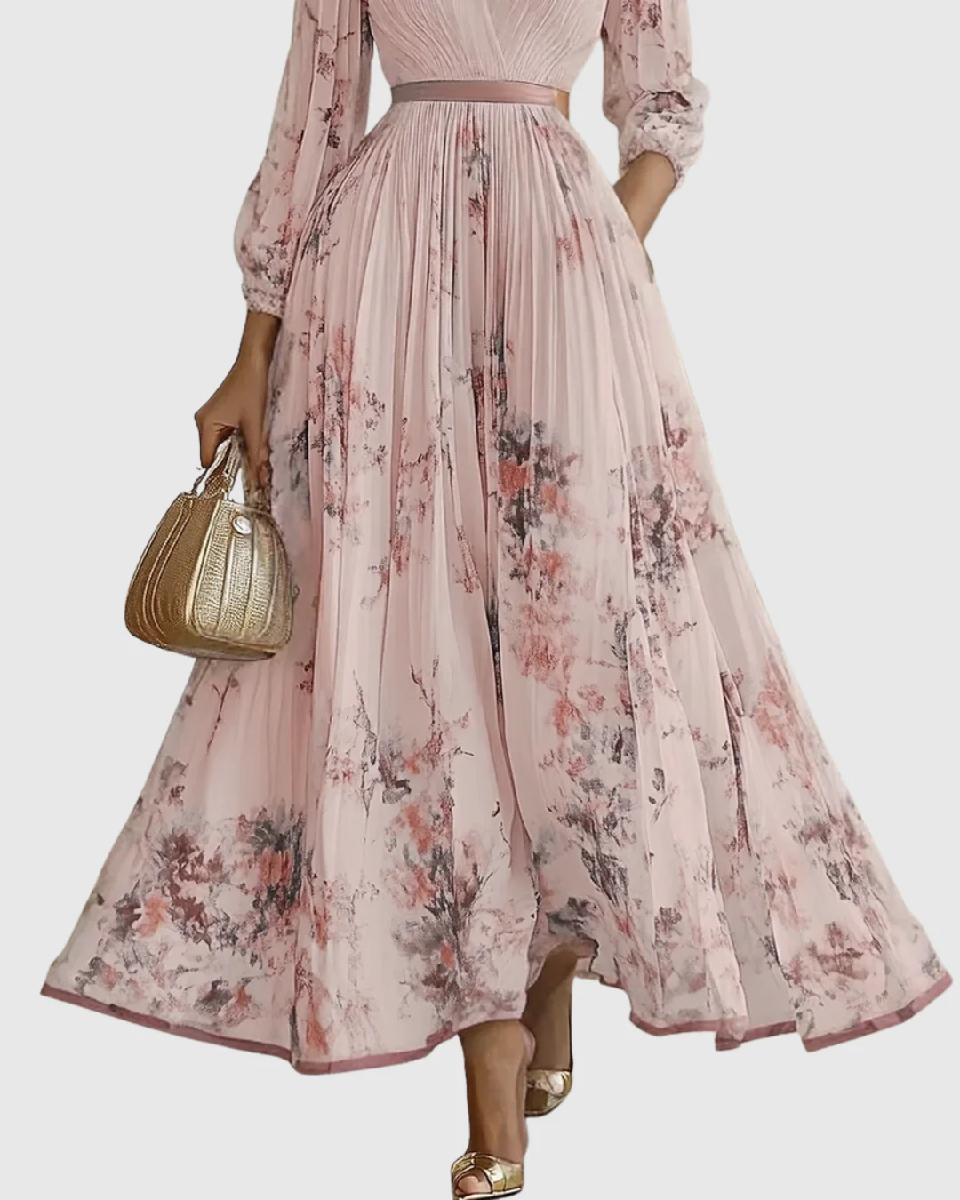 Isabella | Damen Ärmelloses Geplissiertes Blumen Midi Kleid - Image 9