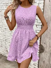Isabella | Elegantes ärmelloses A-Linien-Kleid mit weißem Blumendruck für Damen - Image 11