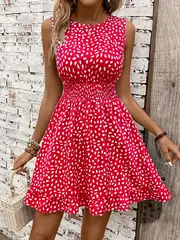 Isabella | Elegantes ärmelloses A-Linien-Kleid mit weißem Blumendruck für Damen - Image 3