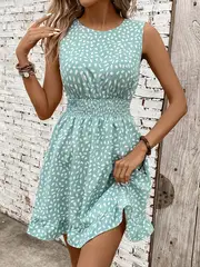 Isabella | Elegantes ärmelloses A-Linien-Kleid mit weißem Blumendruck für Damen - Image 8