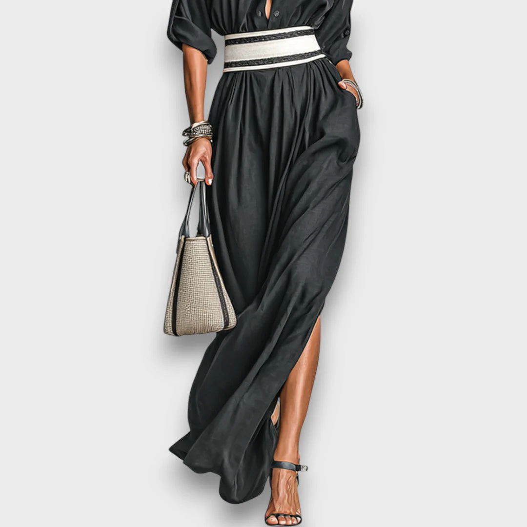 Isalda – Maxikleid aus Cupro mit Bindegürtel - Image 2
