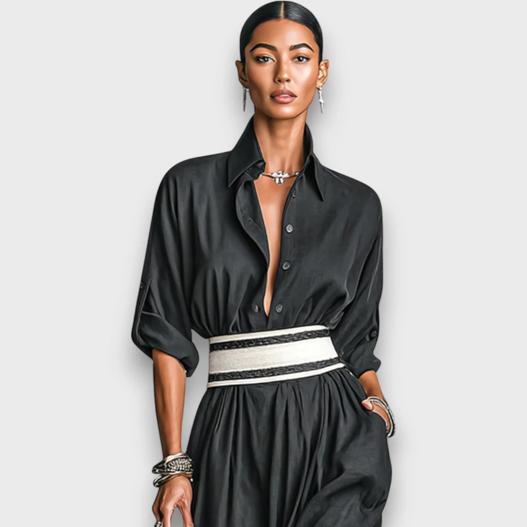Isalda – Maxikleid aus Cupro mit Bindegürtel - Image 3