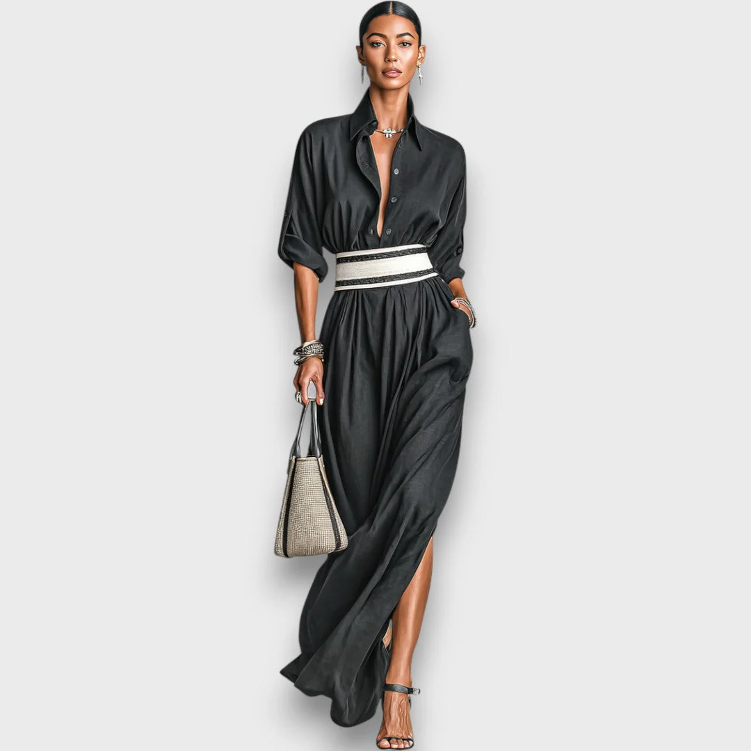 Isalda – Maxikleid aus Cupro mit Bindegürtel - Image 4