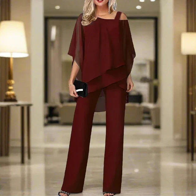Isaline- Elegantes Damen Zweiteiler Set mit Chiffon top - Image 5