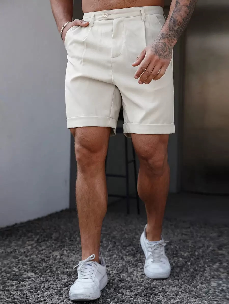 Isidor – Einfarbige Herren Shorts Mit Knopf Und Tasche - Image 2