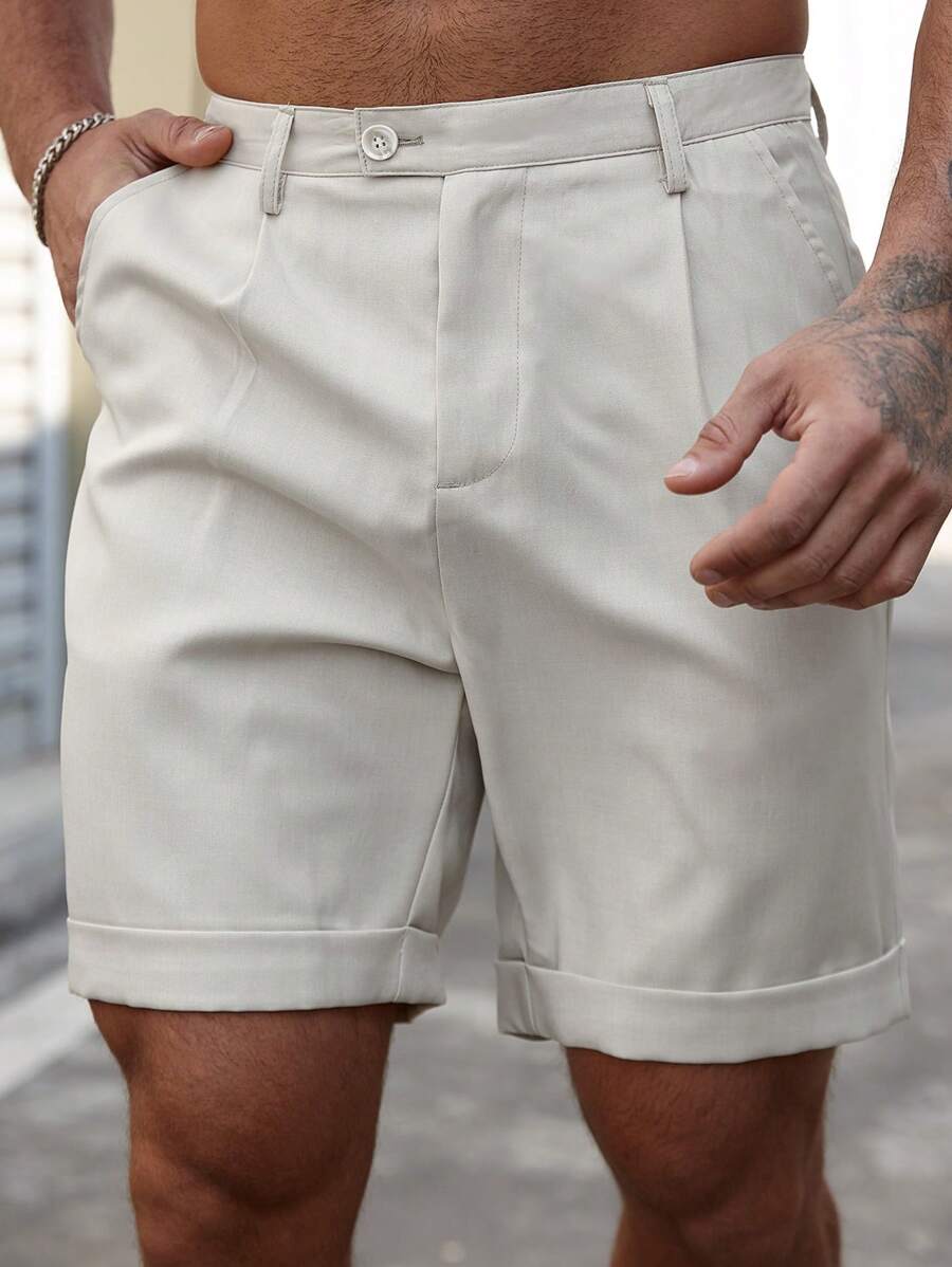 Isidor – Einfarbige Herren Shorts Mit Knopf Und Tasche - Image 5