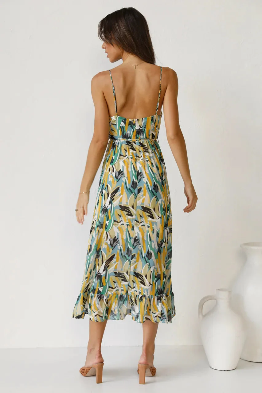 Isla | Midi Dress with Sunset Brushstroke Design - Image 6
