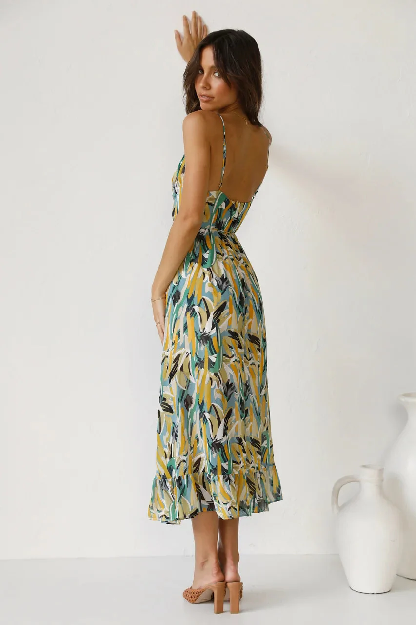 Isla | Midi Dress with Sunset Brushstroke Design - Image 8