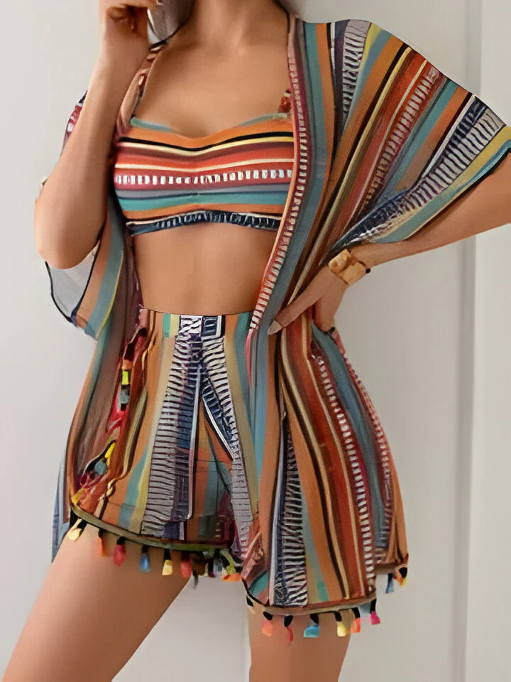 Ivie | Sexy bedruckter dreiteiliger Badeanzug für Frauen - Image 2